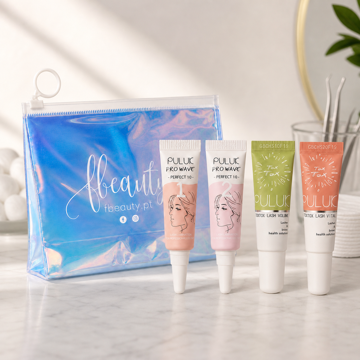 Kit Lash Lift & Full Boost - Puluk — kit completo com Volume e Vital em bancada; SKU 13208269