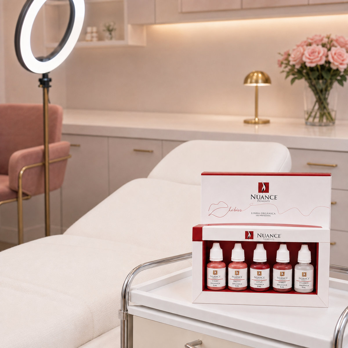 Kit Nuance Lábios Linha Orgânica em ambiente de salão