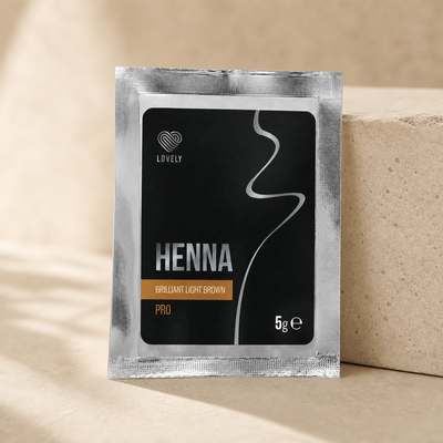 Henna para Sobrancelhas Brow Pro Brilliant Light Brown Lovely — apresentação profissional da saqueta sobre base clara; SKU L05244