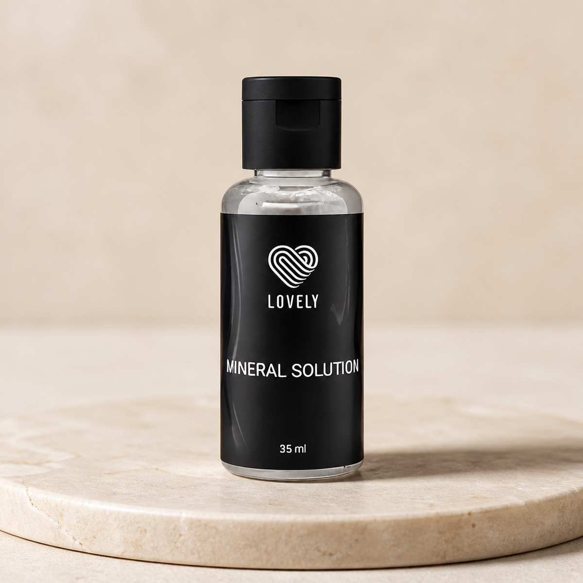 Solução Mineral para Mistura de Henna Lovely — apresentação profissional sobre base de pedra clara; SKU LE00010