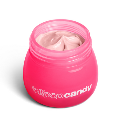 Removedor de pestanas em Mousse Lashy Lovely — Lollipop Candy, boião aberto com a textura do produto