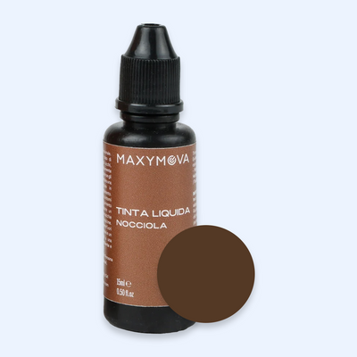 Tinta Líquida Maxymova Nocciola com amostra do tom castanho claro quente
