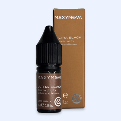 Tinta Maxymova Ultra Black Keratin de 10 ml com caixa em vista principal