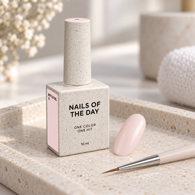 Bottle Gel 11 Nails Of The Day apresentado num ambiente profissional com amostra em tom nude rosa muito pálido