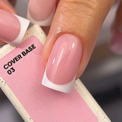 Cover Base 03 Nails Of The Day — resultado de manicure francesa em tom pêssego suave