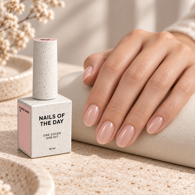 Resultado de manicure com Cover Base 15 Nails Of The Day em tom nude natural