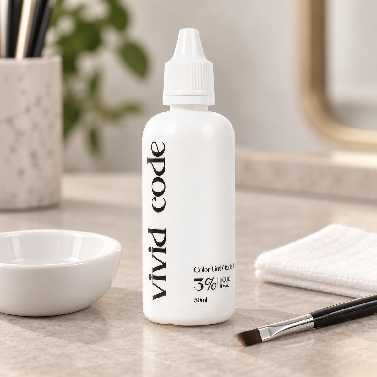 Vivid Code Oxidant 3% Neicha de 50 ml numa estação profissional de coloração