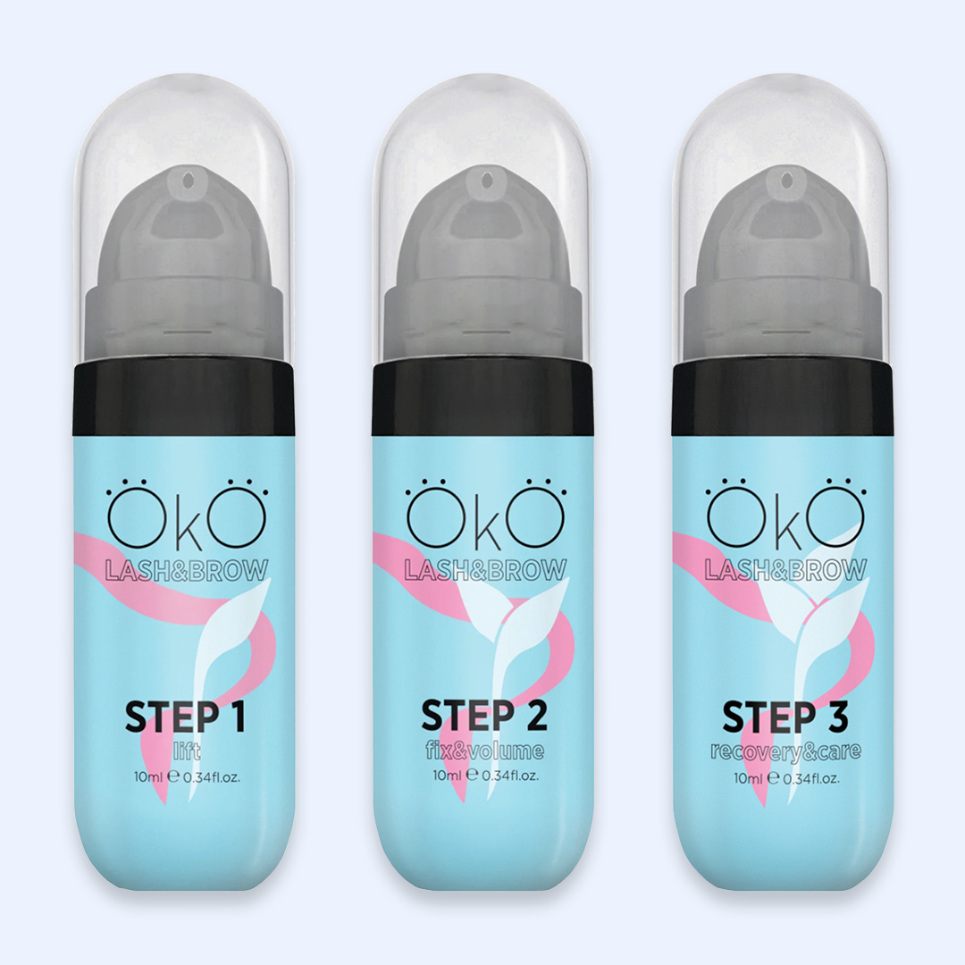 OKO Individuais Lash&Brow 10ml — conjunto dos três passos de laminação