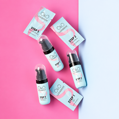 OKO Individuais Lash&Brow x5 Sachet — saquetas e frascos da gama de laminação em fotografia melhorada para ecommerce