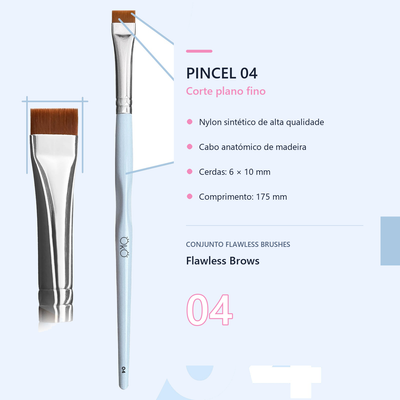 Detalhes técnicos do pincel OKO 04 de corte plano fino