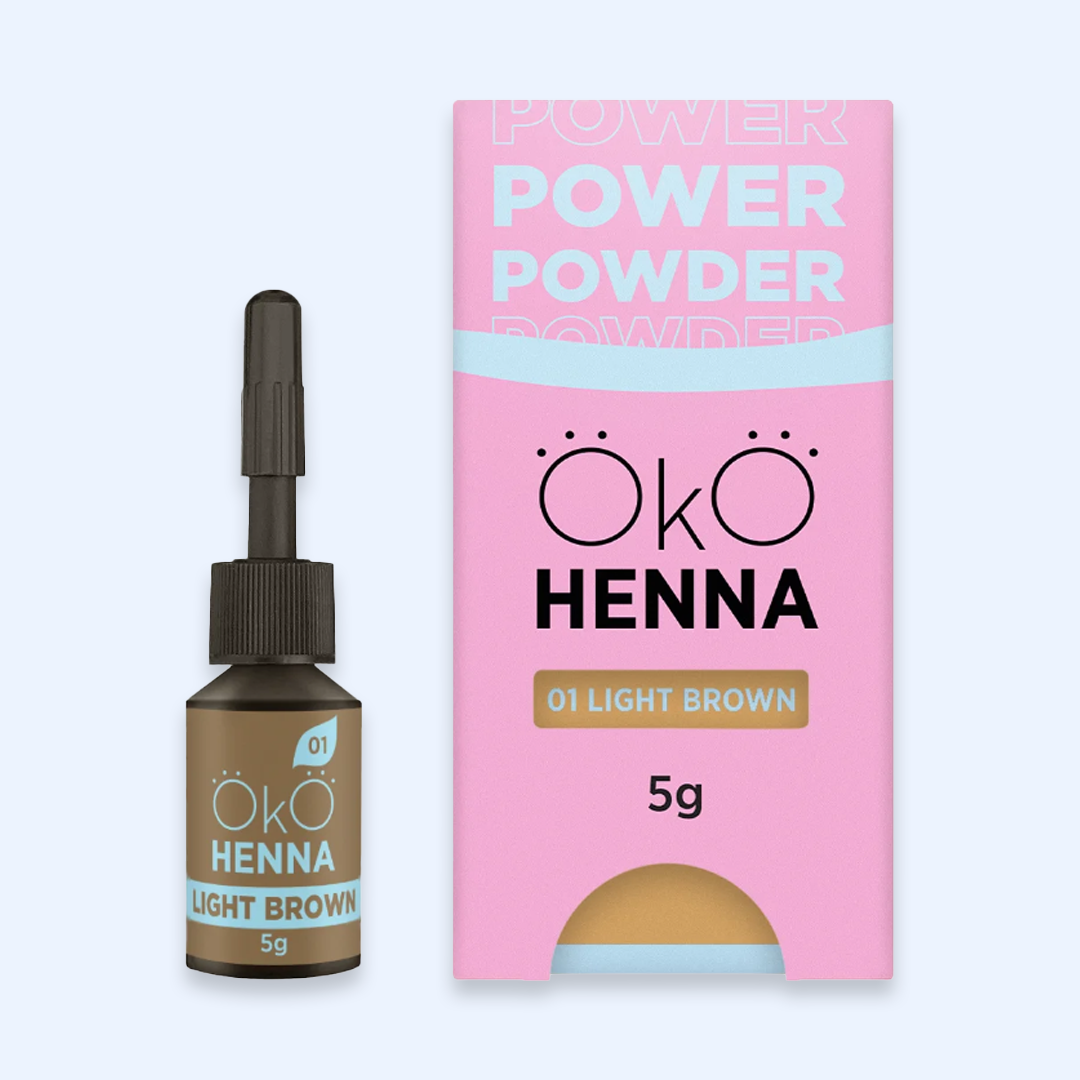 OKO Kit Henna Power Powder — frasco da cor 01 Light Brown