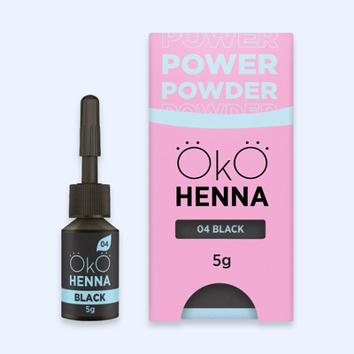 OKO Kit Henna Power Powder — frasco da cor 04 Black