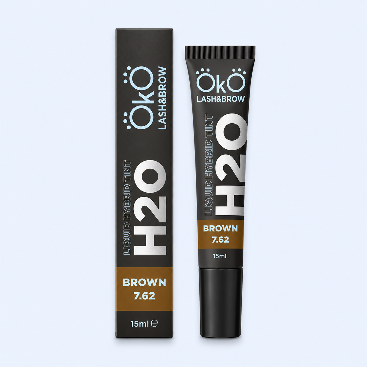 OKO Tinta Líquida Híbrida H2O Brown 7.62 — produto em vista principal em fotografia melhorada para ecommerce