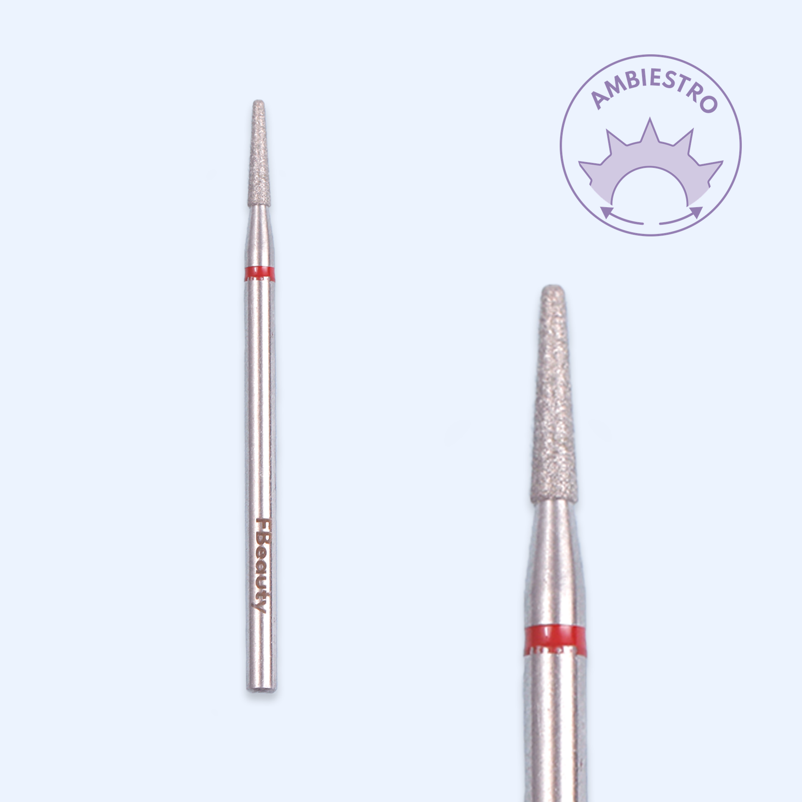 Ponta de diamante DI-PBRO27 — cónica de topo plano de 1,8 mm para detalhe e acabamento.