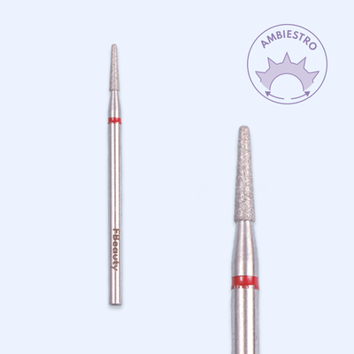 Ponta de diamante DI-PBRO27 — cónica de topo plano de 1,8 mm para detalhe e acabamento.