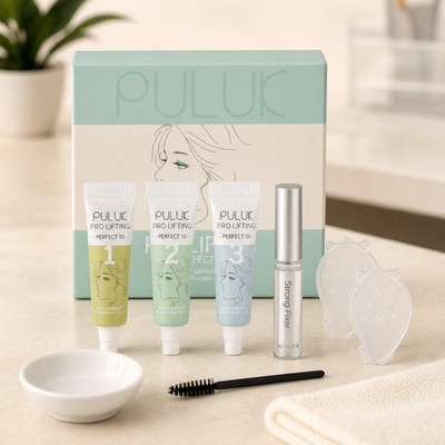 Puluk Pro Lifting - Brow Lamination — kit completo de brow lamination em preparação; SKU 70923239