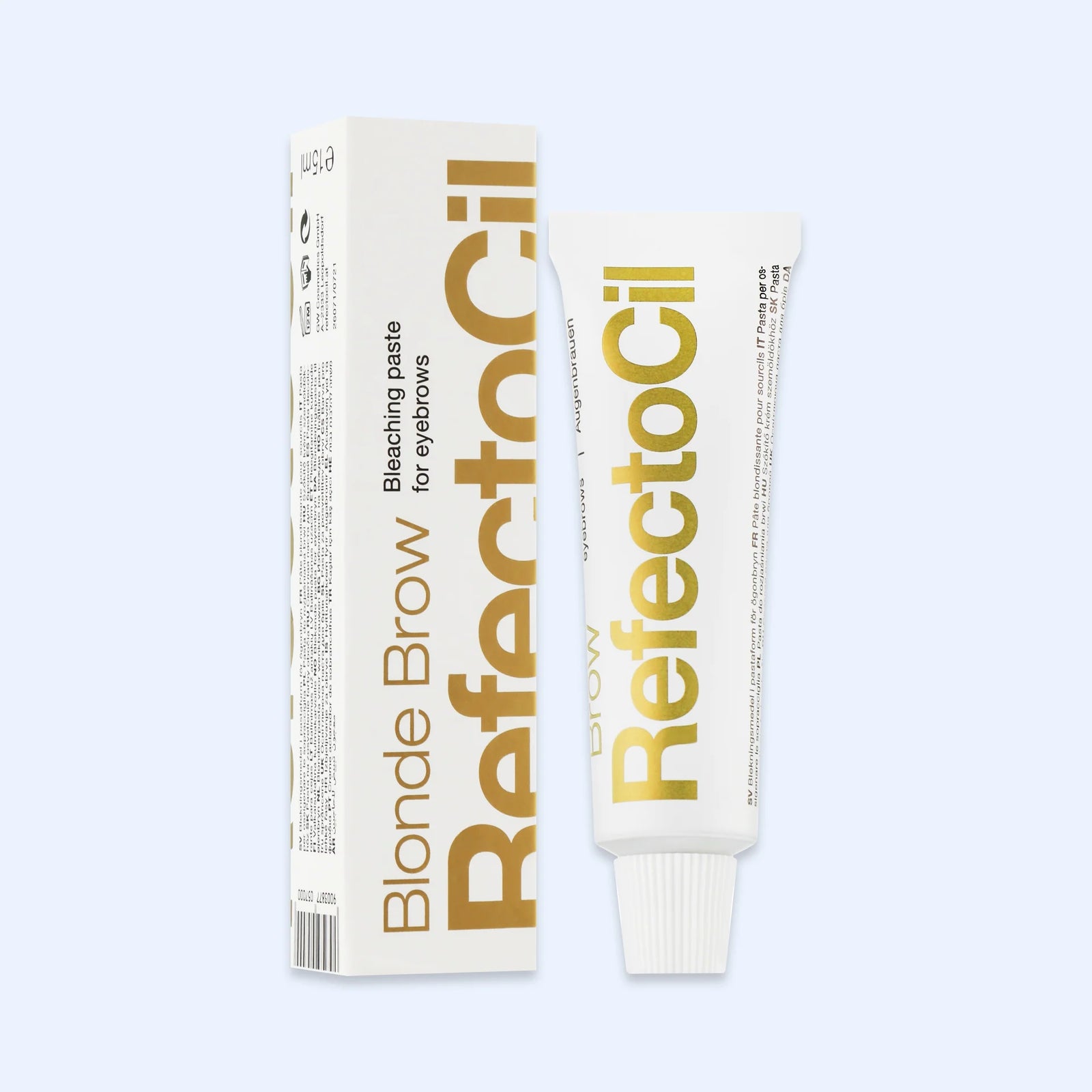 RefectoCil Descolorante de Sobrancelhas Blonde Brow — tubo e caixa em vista principal; SKU PROD.60