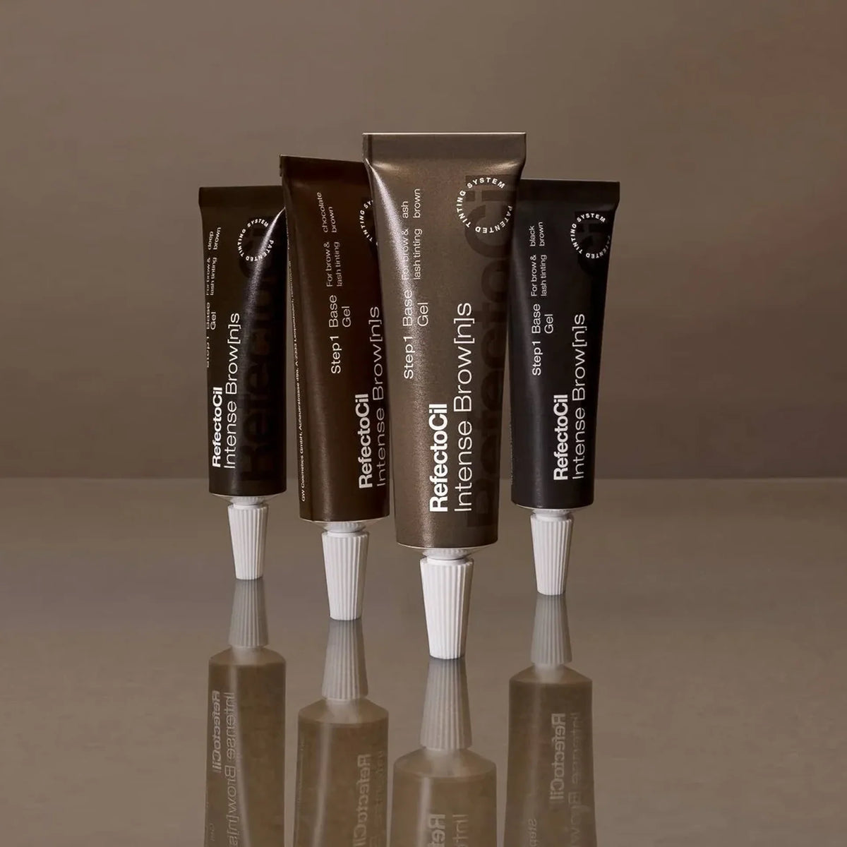 RefectoCil Gel Base Deep Brown Intense Browns — conjunto das quatro cores Intense Brow[n]s; SKU 05036
