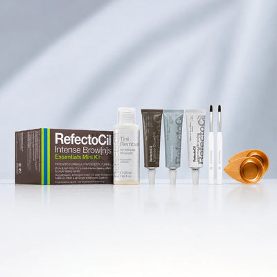 RefectoCil Kit Essentials Mini Intense Browns — conteúdo do kit em vista principal; SKU 05962
