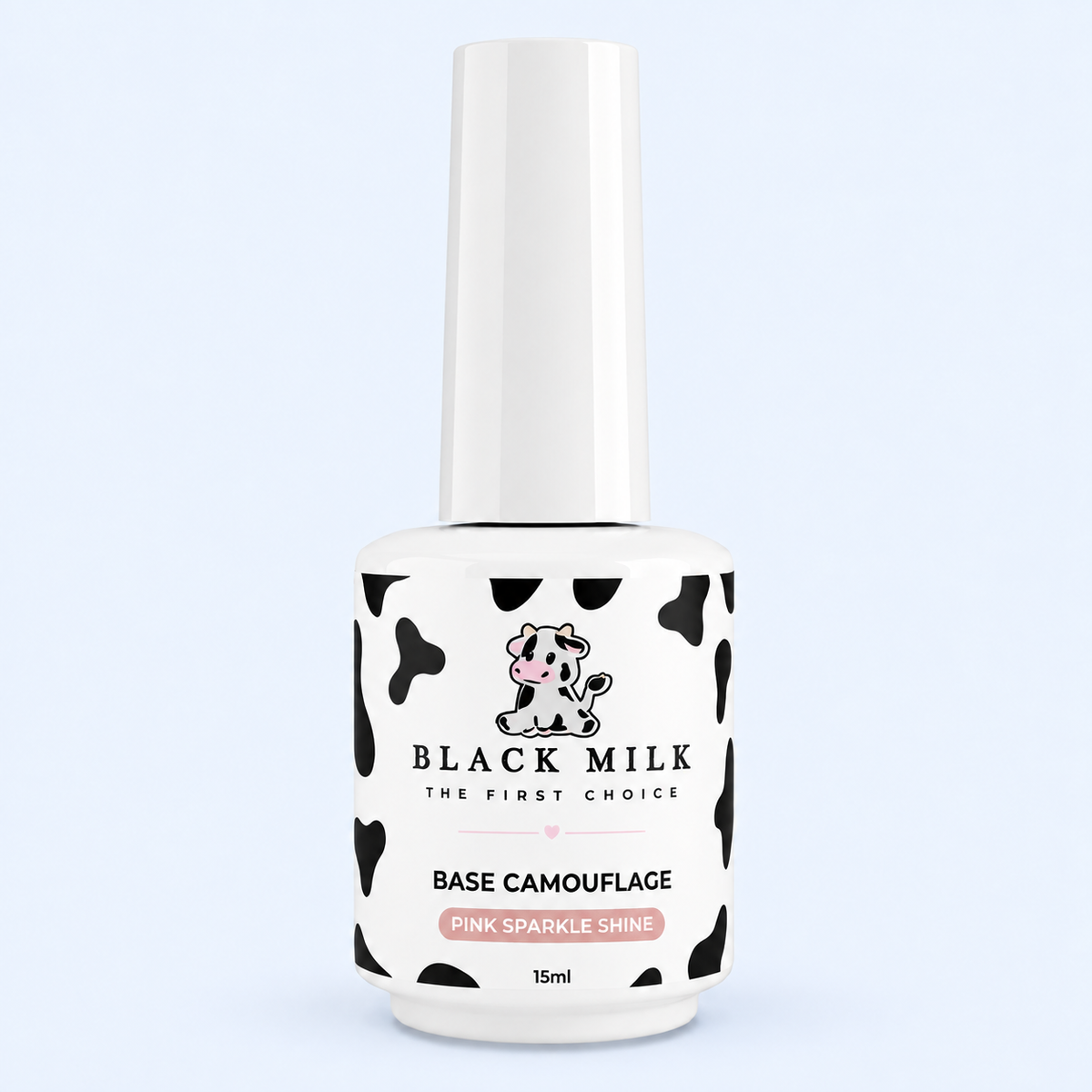 Base Camouflage Pink Sparkle Shine Black Milk 15 ml - Smirnova - frasco completo em fundo azul claro