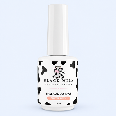 Base Camouflage Subtel Pitch Black Milk 15 ml - Smirnova - frasco completo em fundo azul claro