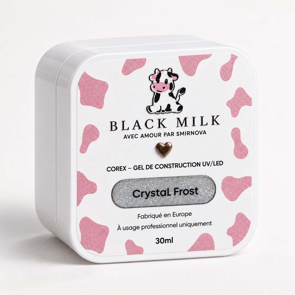 Gel Construtor Corex Crystal Frost Black Milk 30 ml - Smirnova - embalagem em estúdio