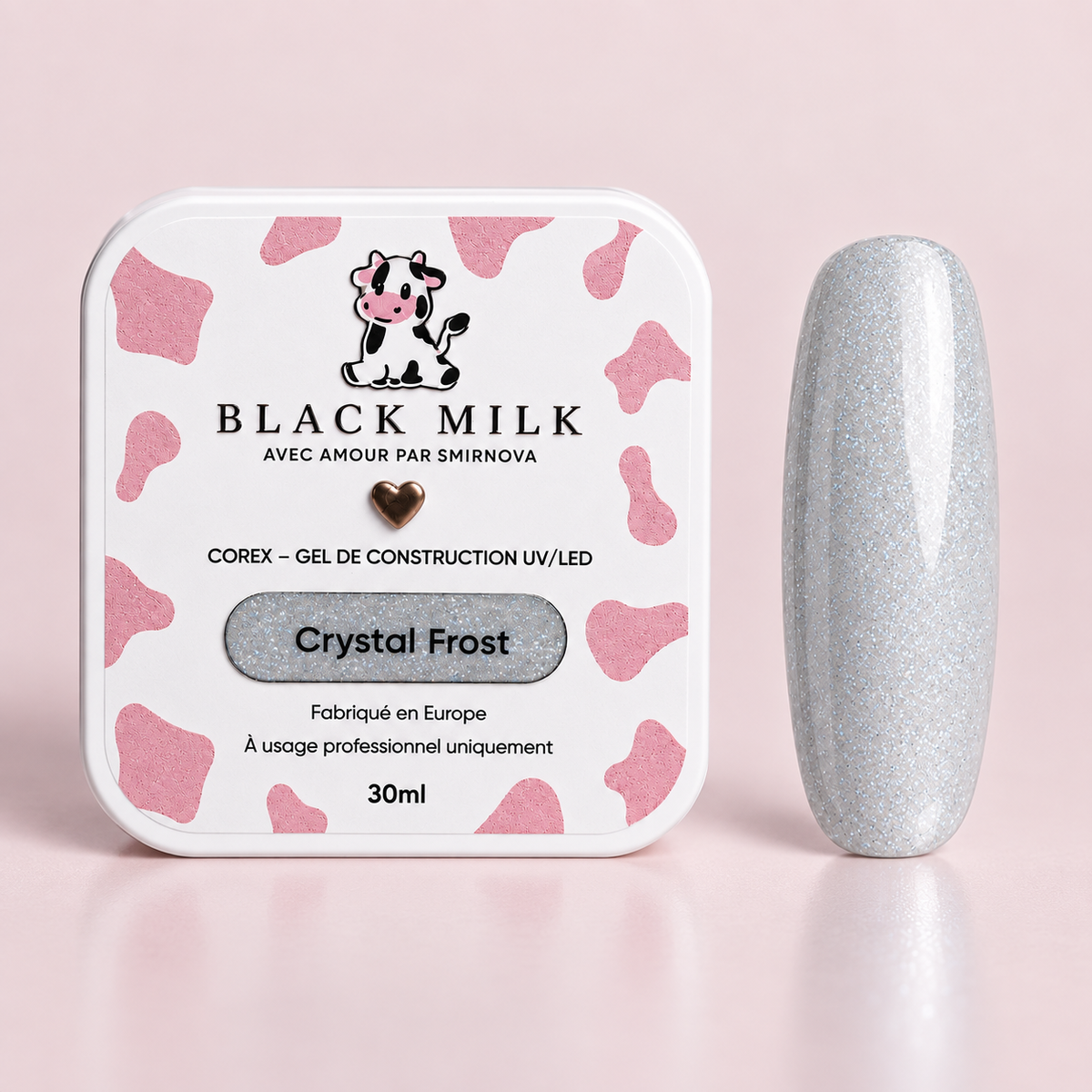 Gel Construtor Corex Crystal Frost Black Milk 30 ml - Smirnova - detalhe do acabamento