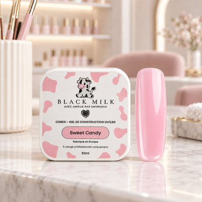 Gel Construtor Corex Sweet Candy Black Milk 30 ml - Smirnova - produto em ambiente de salão sem pessoas