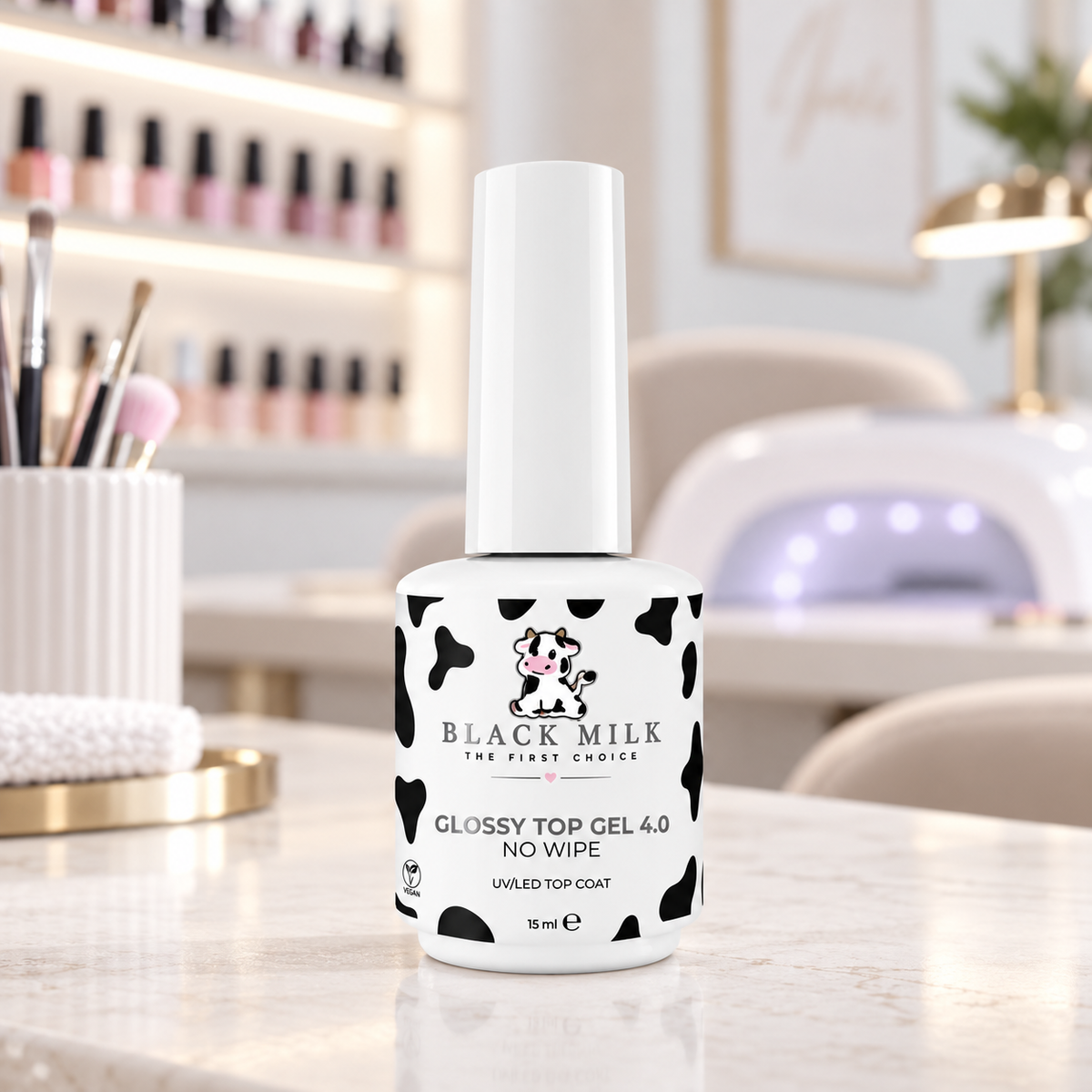Glossy Top Gel 4.0 No Wipe Black Milk 15 ml - Smirnova — ambiente de salão