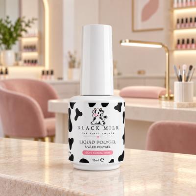 Liquid Polygel Soft Coral Pink Black Milk 15 ml - Smirnova — ambiente de salão