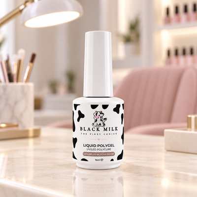 Liquid Polygel Sparkling Mocha Nude Black Milk 15 ml - Smirnova — ambiente de salão