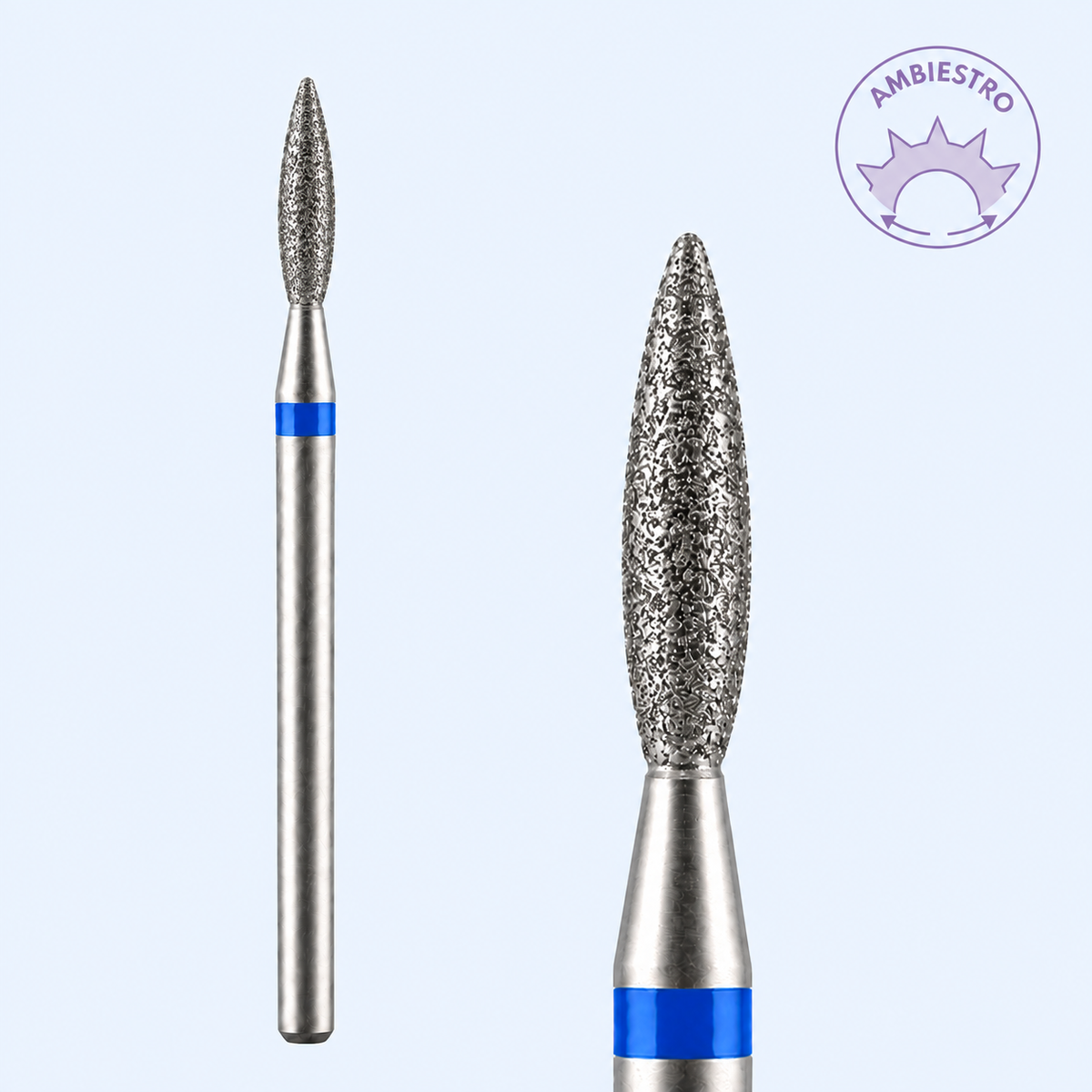 Ponta Diamante para Broca Chama Azul 0,21 mm Black Milk - Smirnova - ponteira completa e detalhe ampliado, ambos verticais