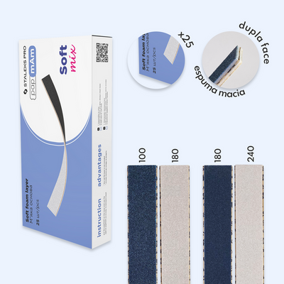 Lixa Descartável de dupla Face papmAm Staleks Soft Mix (espuma macia) EXPERT 20 Staleks — vista principal do produto; SKU DFCEMIX-20-100/180 / DFCEMIX-20-180/240