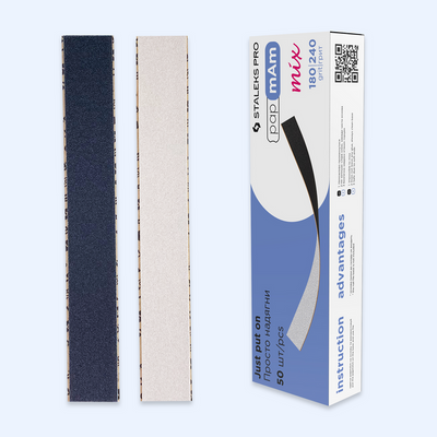 Lixa Descartável de Dupla Face papmAm Staleks Mix EXPERT 22 Staleks — detalhe técnico do produto; SKU DFCEMIX-22-100/180 / DFCEMIX-22-180/240