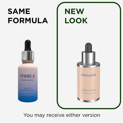 Removedor de cutículas Staleks treat.s 30 ml — informação oficial sobre mudança de embalagem