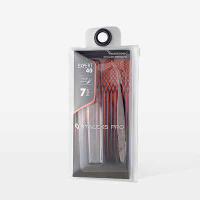 Pinça para Extensão de Pestanas EXPERT 40 TYPE 7 Staleks — embalagem ou vista oficial complementar; SKU TE-40/7