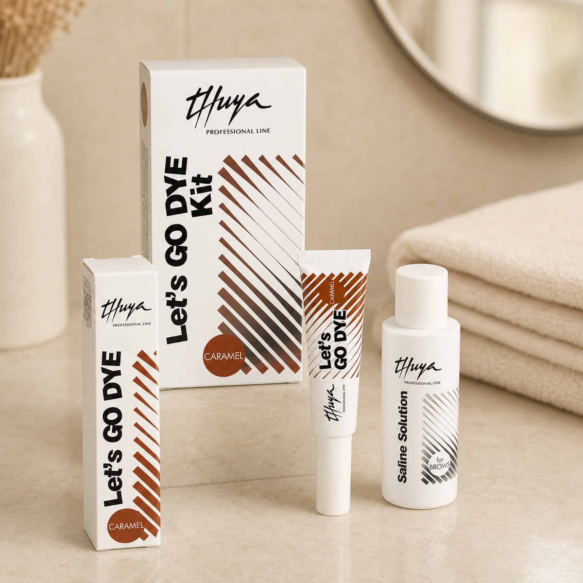 Kit Let's Go Dye Caramel Thuya em ambiente profissional