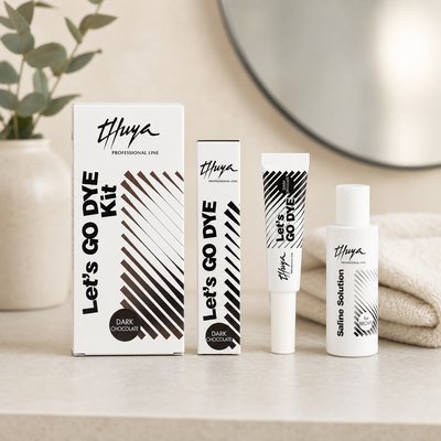 Kit Let's Go Dye Dark Chocolate Thuya em ambiente profissional